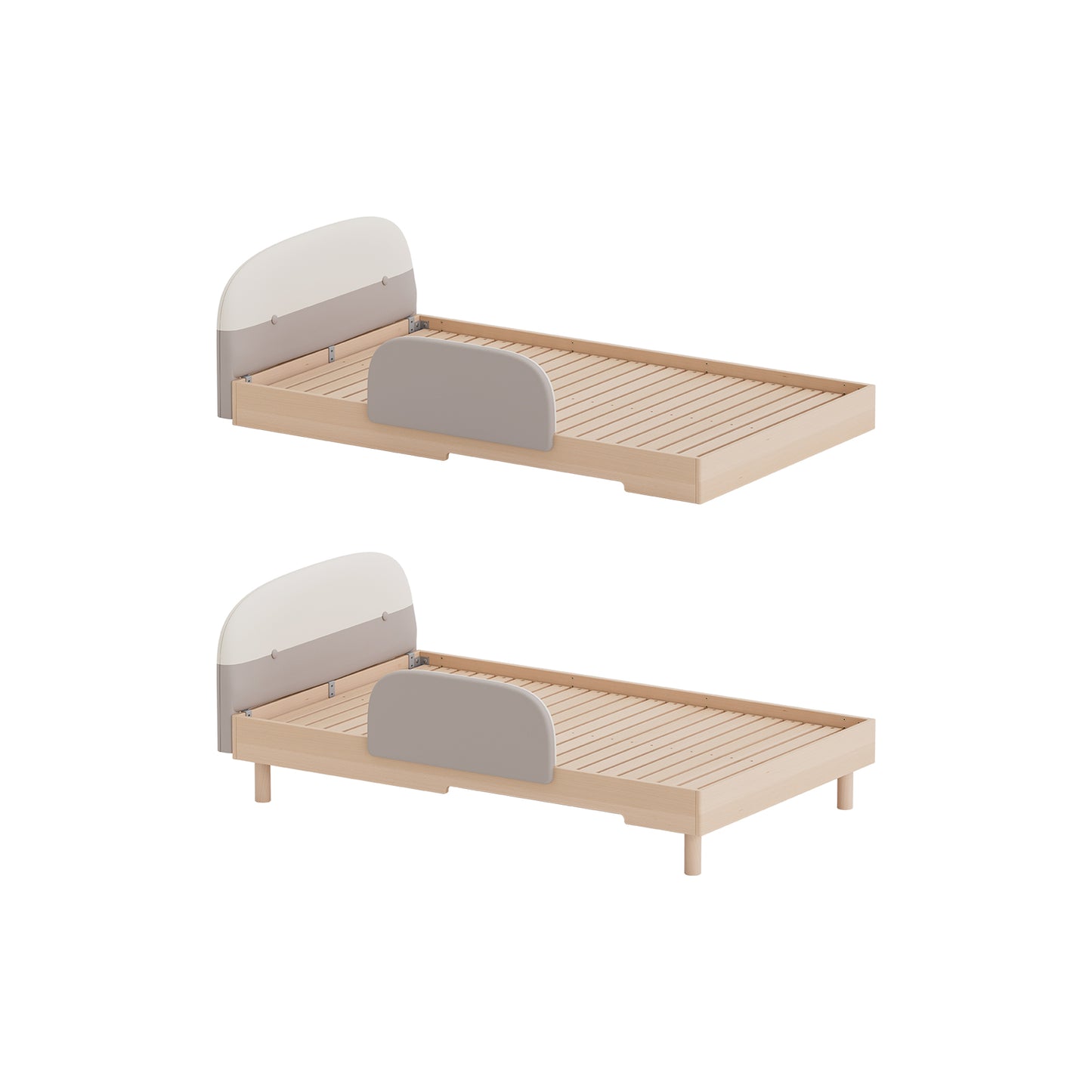 No. 1 Montessori Bed with Colourblock Padded Headboard
