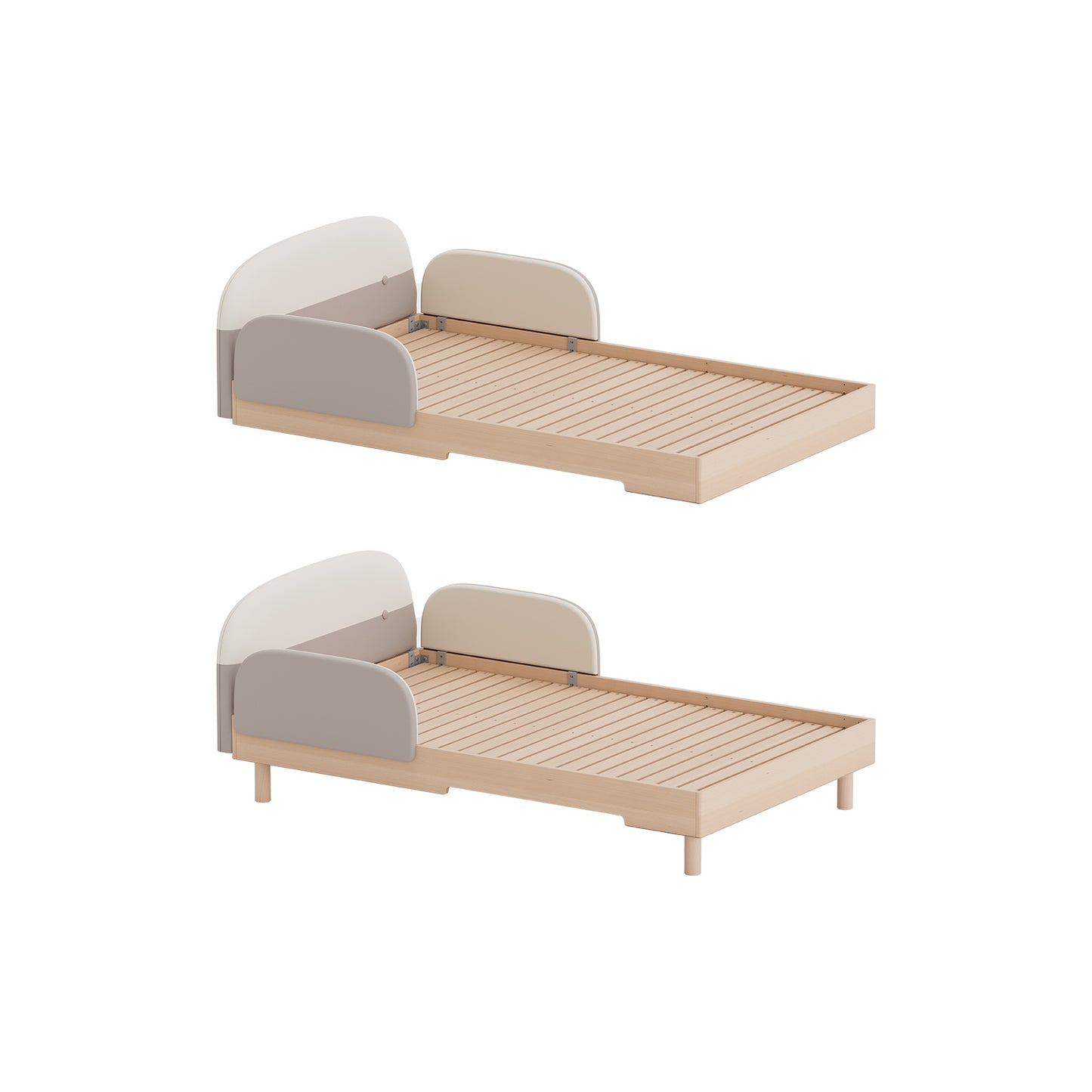 No. 1 Montessori Bed with Colourblock Padded Headboard
