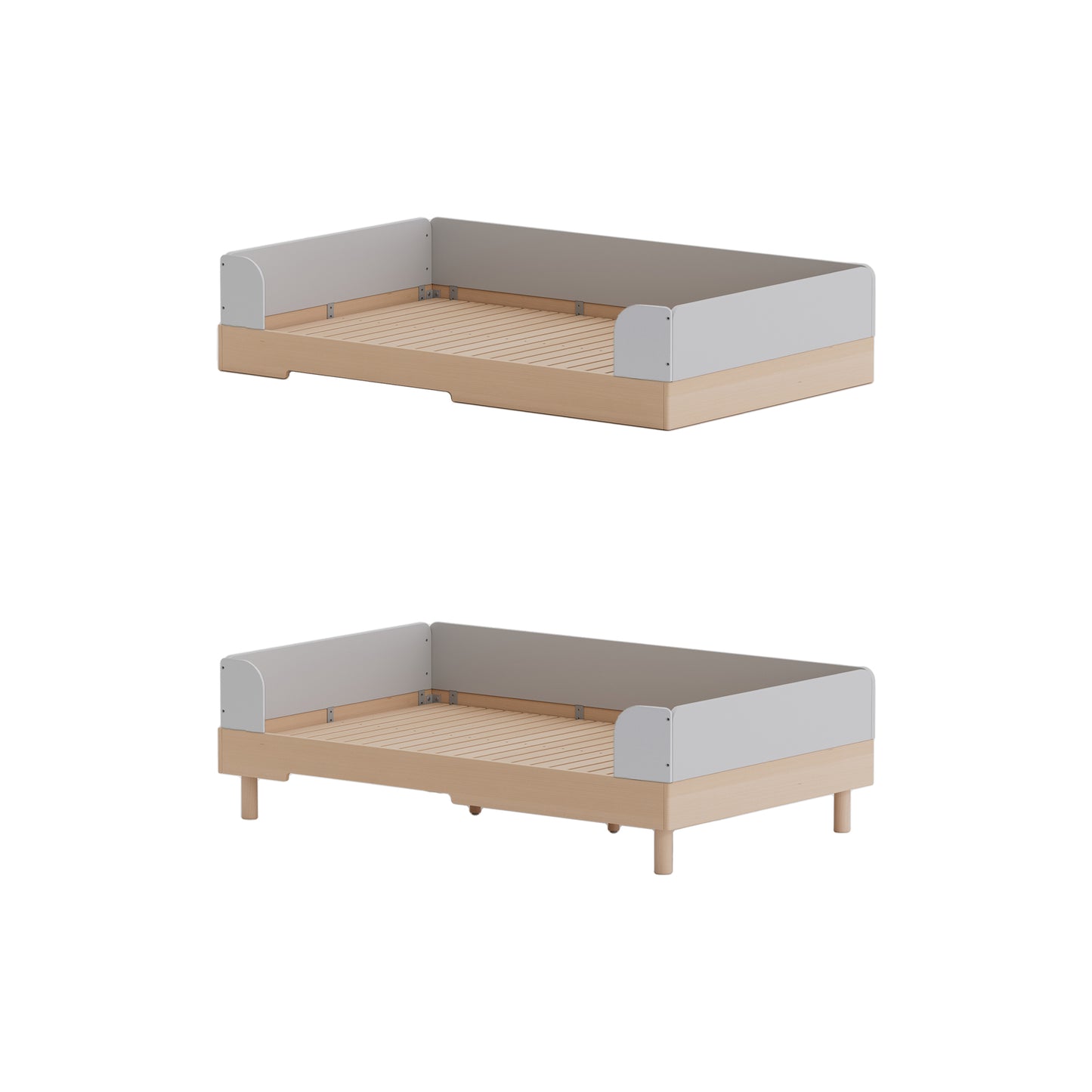 No. 1 Montessori Floor Bed with 3-sided Bedrails