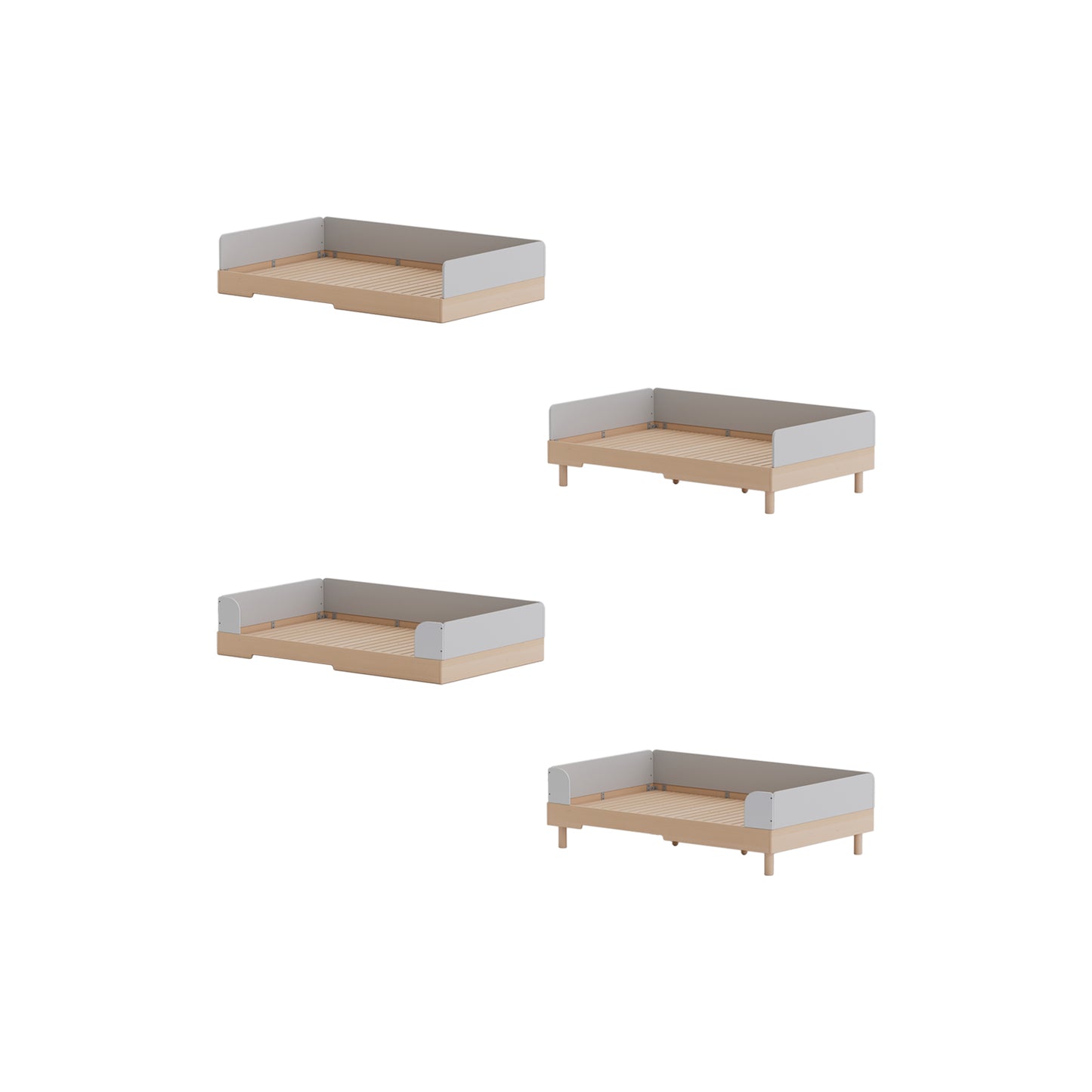 No. 1 Montessori Floor Bed with 3-sided Bedrails