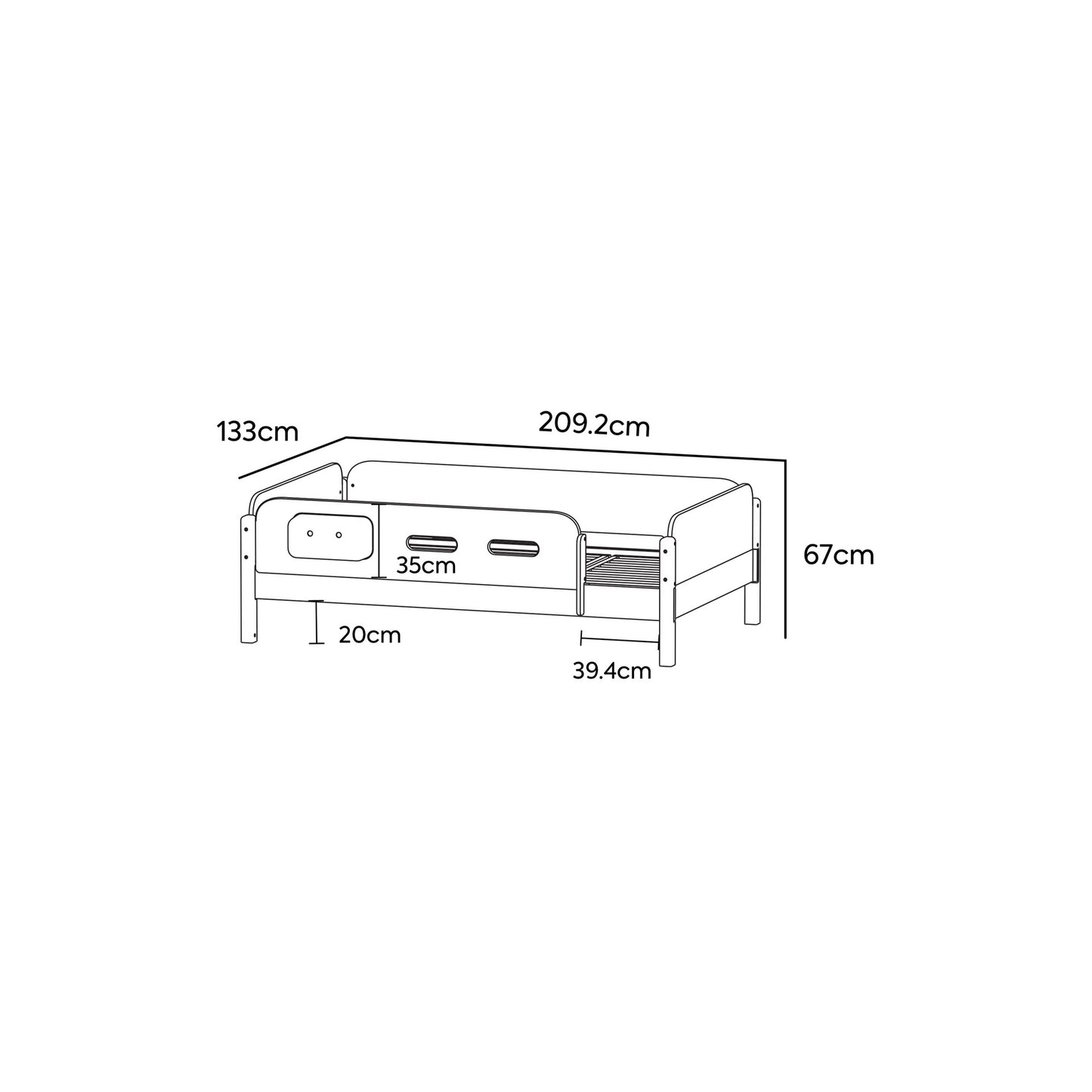 Steady Children's Bed with 4-sided Bedrails